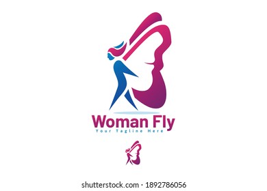 Butterfly Woman Logo For Saloon Branding, Cosmetic Product, and Beauty Industry