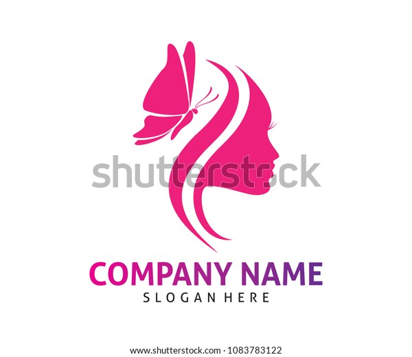 Butterfly Women Beauty Vector Icon Logo Stock Vector (Royalty Free ...