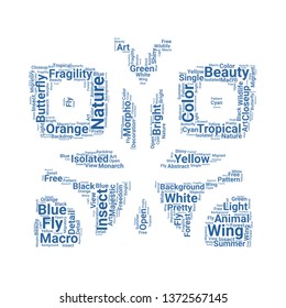 butterfly word cloud. tag cloud about butterfly
