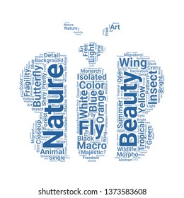 butterfly word cloud. tag cloud about butterfly