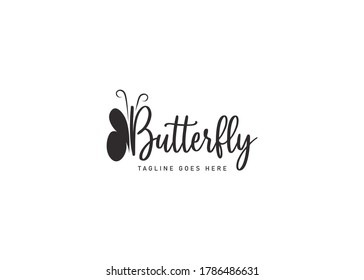 butterfly Word Mark logo design inspiration
