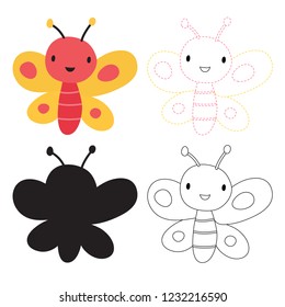 butterfly worksheet vector design for kid