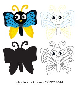 butterfly worksheet vector design for kid