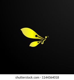 butterfly writer, abstract logo, sign symbol or mark vector 
