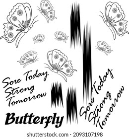 butterfly writing brush pattern and background texture abstract design
