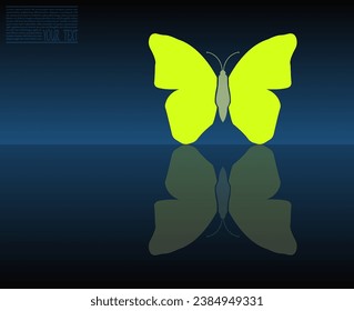 Schmetterlingsgelb. Vektorgrafik eines Schmetterlings in Gelb mit Spiegelreflexion. Es gibt keinen Krieg in der Ukraine. Unterstützung der Ukraine.