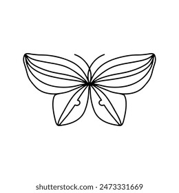 Butterfly zentangle adult coloring page mandala intricate line art. Simple Butterfly Line Art For Coloring Book.