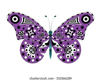 butterfly zentangle doodle vector pattern purple