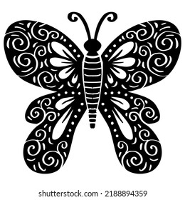 Butterfly zentangle hand drawing illustration.