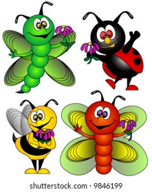 Butterfly,Dragonfly,Ladybug and Bee Vector.
