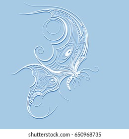 butterfly,insect sketch on blue background for cards or invitations. Hand drawn vector illustration.