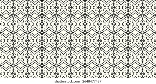 Butterfly-inspired ornamental seamless pattern with curved lines and dotted accents. Decorative tile design for textiles, prints, and interior backgrounds.
