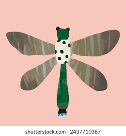 Butterflys dragonfly and ladybug. watercolor painting vector of cute insect. isolated animal illustration.