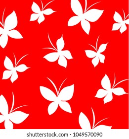 Butterflys on the red background. Vector illustration.