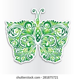 Butterfly.Stylized image of a butterfly.Pattern brush. Blank postcards .