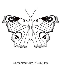  Butterfly.Vector of black. EPS-10 (non transparent elements, non gradient).