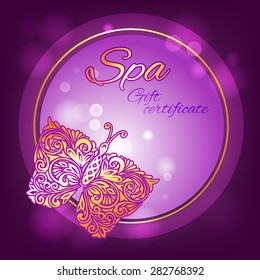 Butterfly.Vector image, blank for Spa certificate.