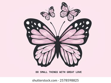 butterfy flying shape vector design.love  yourself message with watercolor butterfly vector margarita mariposa stationery,mug,t shirt,phone case fashion slogan style spring summer sticker 