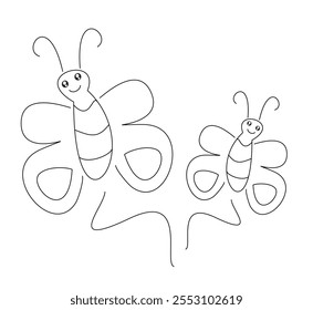 butterlfies simple hand drawn for coloring pages