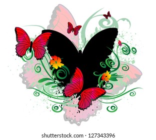 butterly  with floral elements