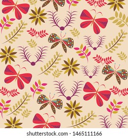 Butterly And Leaf Pattern Design