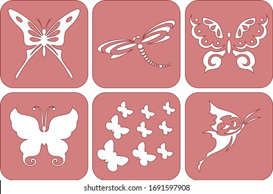 Butterly stencil nail art set	