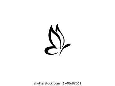 Butterfly Simple Luxury Outline Logo Concept Stock Vector (Royalty Free ...