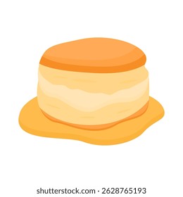 Buttermilk Biscuit Illustration, Fluffy Breakfast Bread Icon