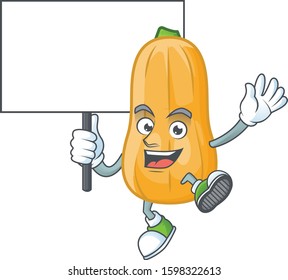 Butternut squash cute cartoon character style bring board