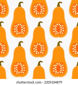 Butternut Squash Nahrung nahtloses Muster. Vektorgrafik.