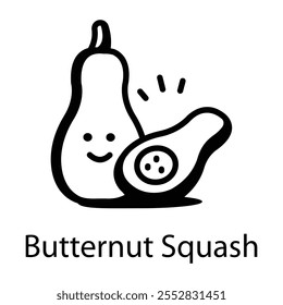 Butternut squash icon in drawing style 