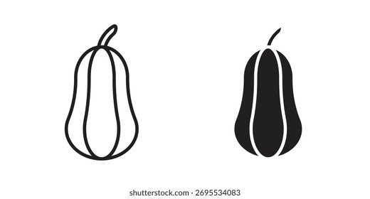 Icono de calabaza de mantequilla ilustraciones colección. contorno de trazo editable y estilo plano