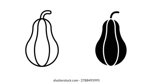Butternut squash icon simple illustration set. Black and white icons