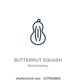 Butternut squash icon. Thin linear butternut squash outline icon isolated on white background from gastronomy collection. Line vector sign, symbol for web and mobile