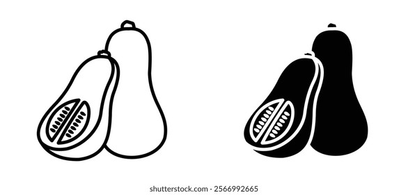 Butternut squash icons in outline and fill. vector illustration for ui.