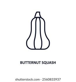 butternut squash outline icon.  Thin line icon from gastronomy collection. Editable vector isolated on white background