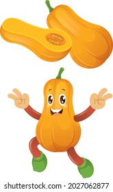Butternut squash. This is butternut squash vector and butternut squash mascot design. 
