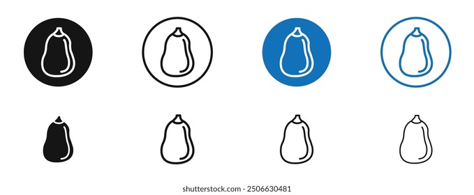 Butternut squash vector icon in black and blue colors