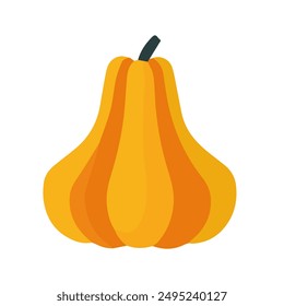Butternut Squash Ganzes Gemüse isoliert auf weißem Hintergrund. Vektorillustration von Gemüse im flachen Stil.