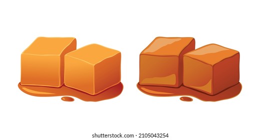 Butterscotch and Caramel isolated on white background.