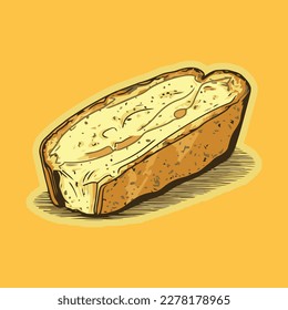 Buttery garlic bread vector illustration