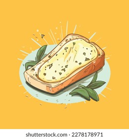 Buttery garlic bread vector illustration