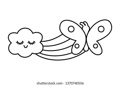 buttlerfly and rainbow black and white