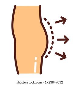 Buttock augmentation black line icon. Plastic body surgery. Isolated vector element. Outline pictogram for web page, mobile app, promo.