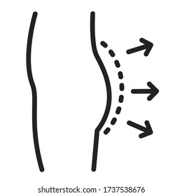 Buttock augmentation black line icon. Plastic body surgery. Isolated vector element. Outline pictogram for web page, mobile app, promo.