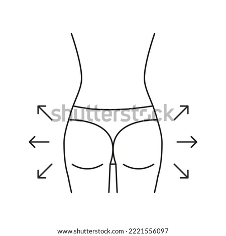 Buttock increase of woman, shape buttock back, line icon. Augmentation, reshape buttocks. Cosmetic medical procedures, clinic of plastic surgery. Vector outline illustration