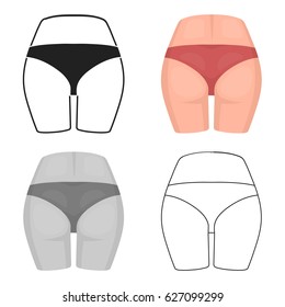 Buttocks icon in cartoon style isolated on white background. Part of body symbol stock vector illustration.