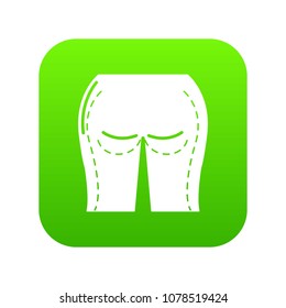 Buttocks liposuction icon green vector isolated on white background
