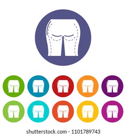 Buttocks liposuction icons color set vector for any web design on white background