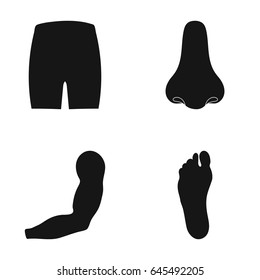 Buttocks, nose, arm, foot. Part of the body set collection icons in black style vector symbol stock illustration web.